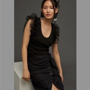 Anthropologie Dolan Tulle Sleeve Tank Top